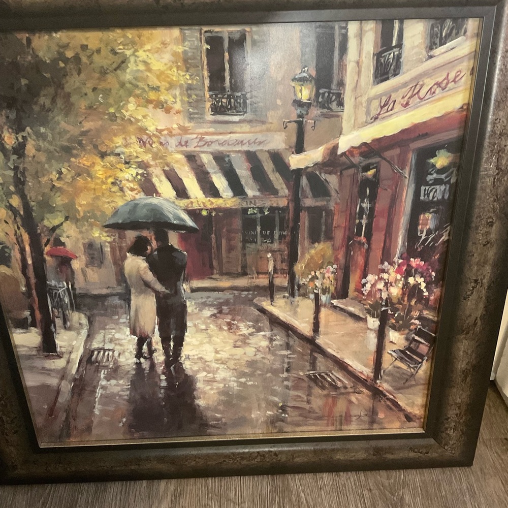 Romantic Stroll Street Scene Framed Painting